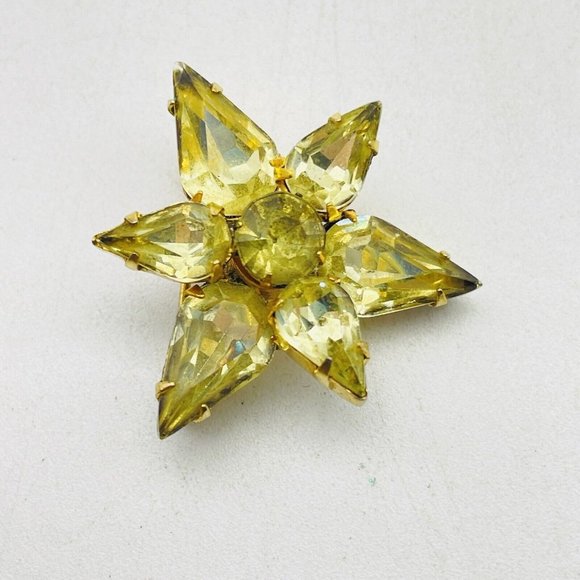 Kramer Yellow Rhinestone Scatter Pin Gold Tone Flower Nature Garden Trees Floral - Picture 4 of 7